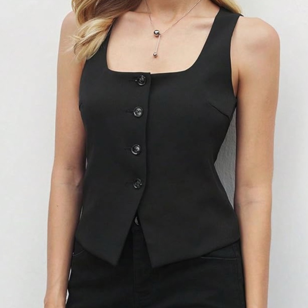 🆕 Women's Suit Vest Top with Square Neck - L